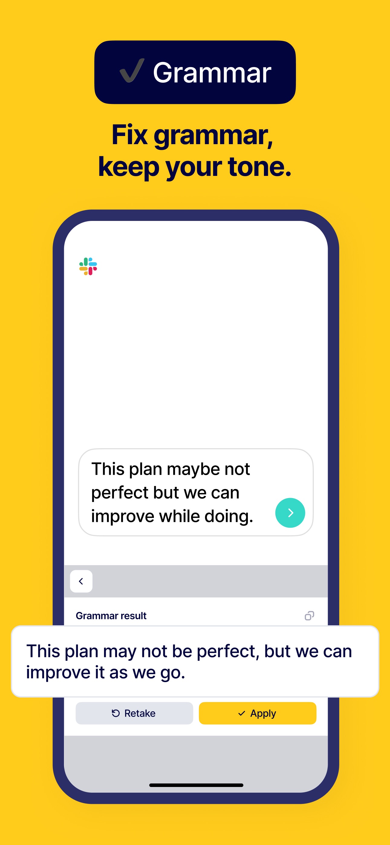One-tap grammar and spelling correction on iPhone keyboard